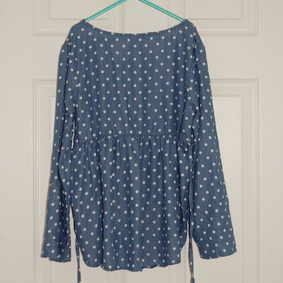 NWOT Beautees Girls Size M, Summer Dress, Blue with White Polka Dots - Picture 3 of 8